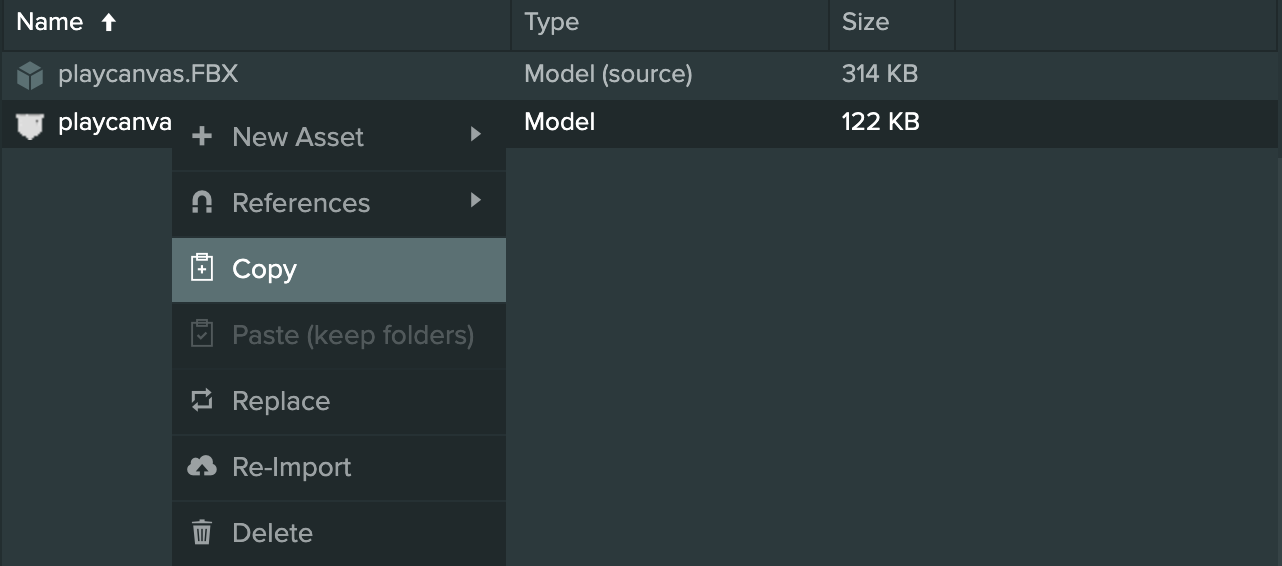 Right click copy menu